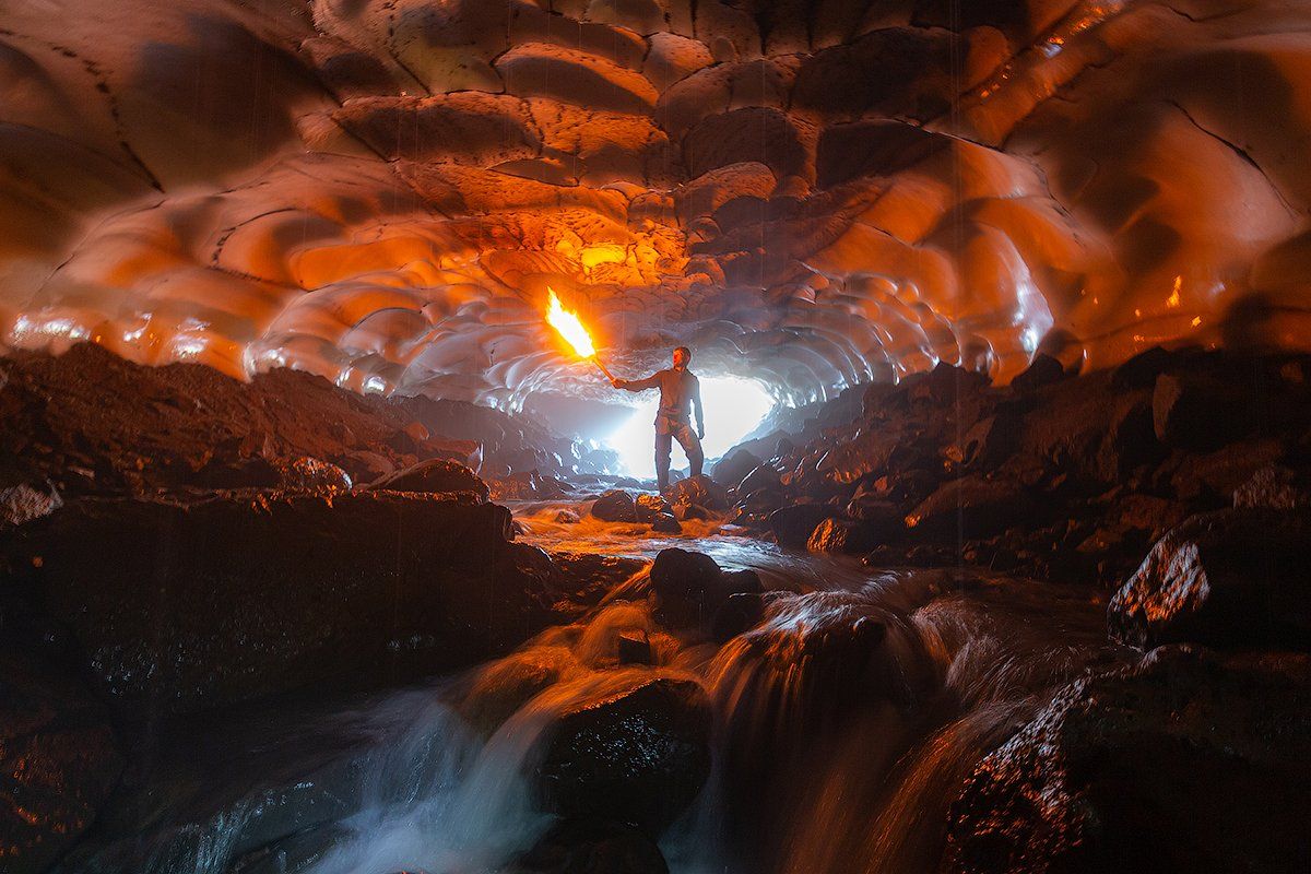 камчатка, пещера, снег, природа, путешествие, фототур, лед, вулкан, огонь, Денис Будьков