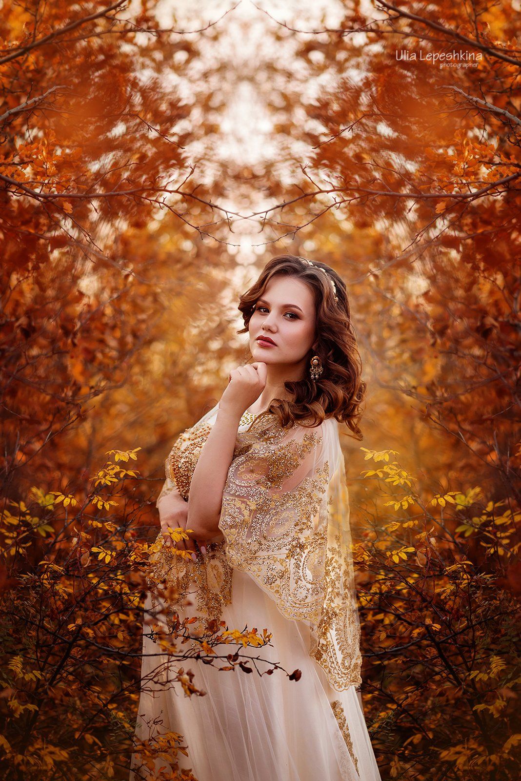 женский портрет осень золотая, Юлия Лепёшкина