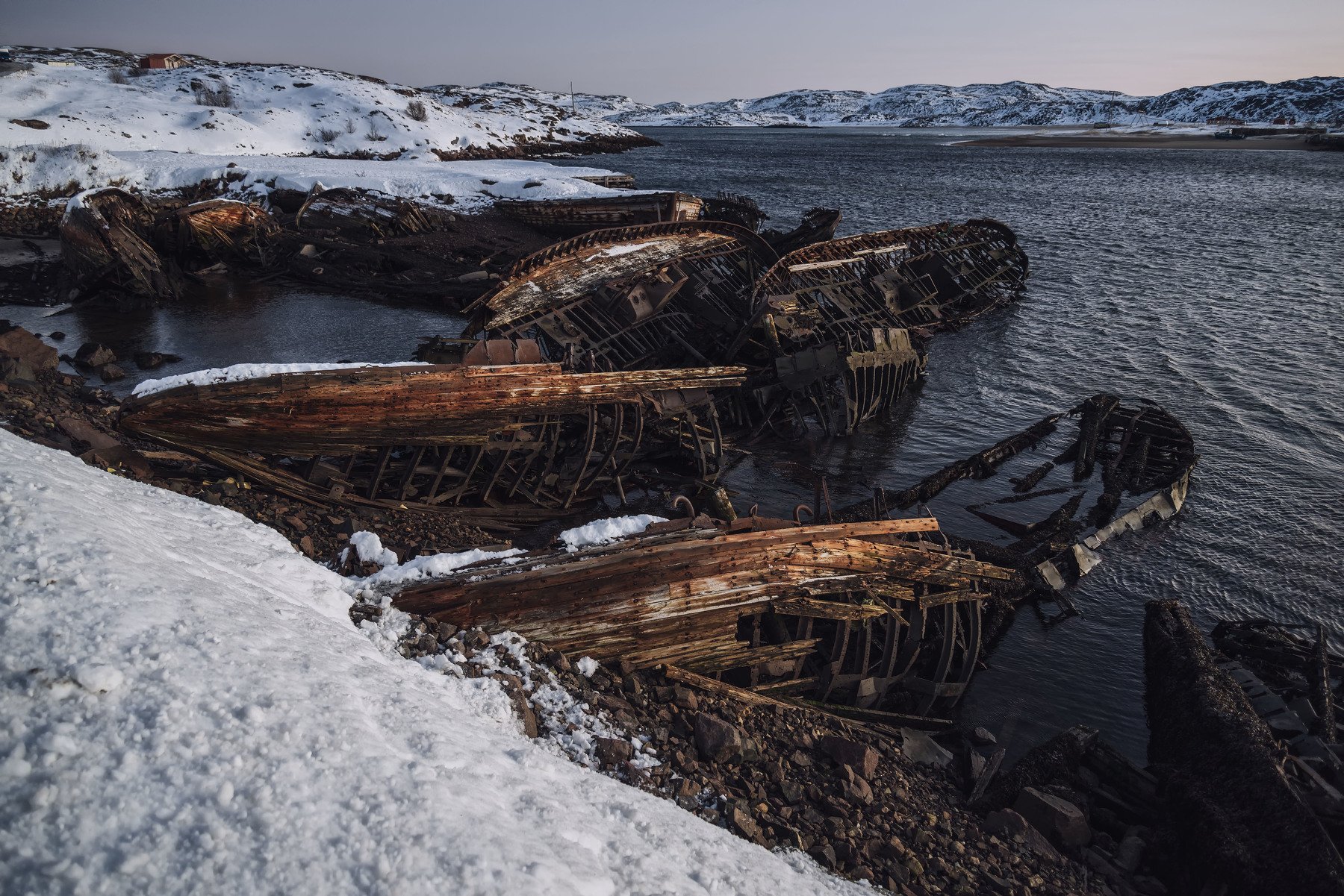 storm abandoned crushed ships north cold sea ocean arctic polar, Егор Бугримов