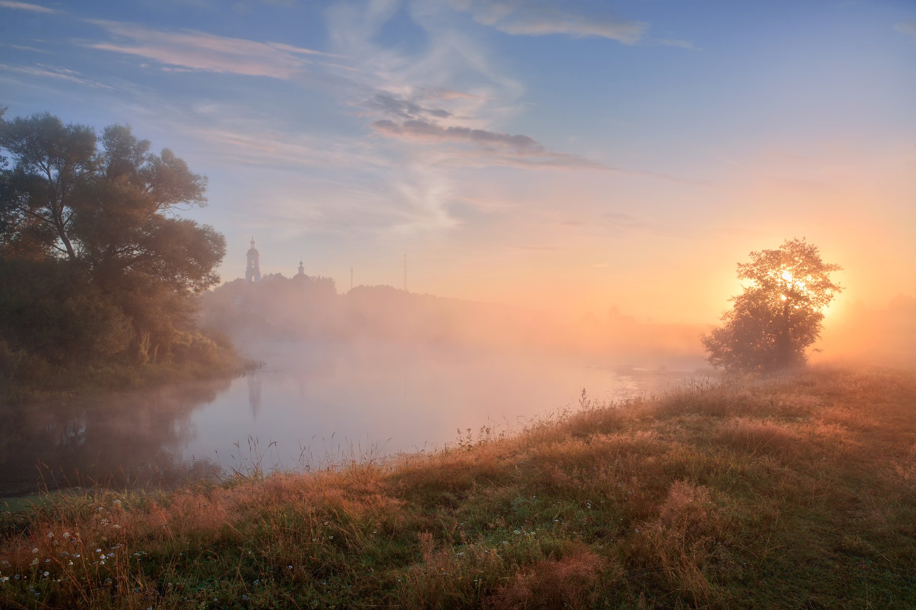 утро,туман,река,солнце,лучи,филипповское, Виталий Полуэктов