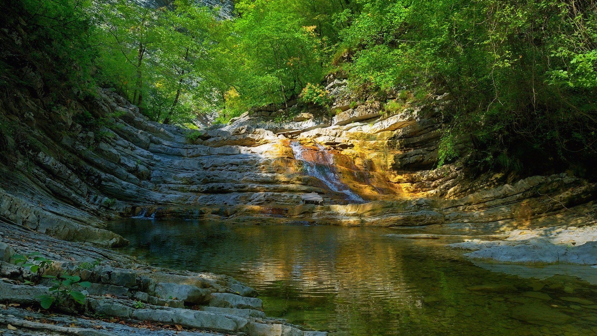 горы лес река водопад скалы лето природа пейзаж, Serj Master