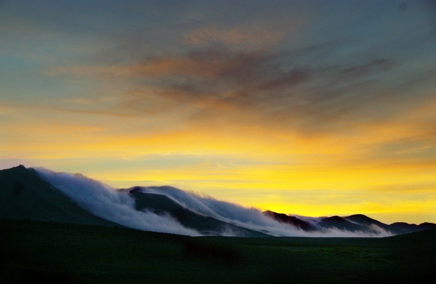 исландия, горы, закат, облака, туман, небо, Aleksey