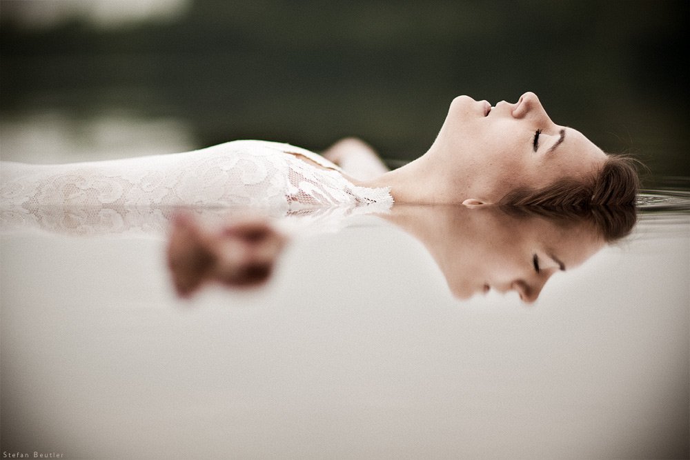 portrait, water, reflection, calm, emotion, woman, outdoor, Stefan Beutler