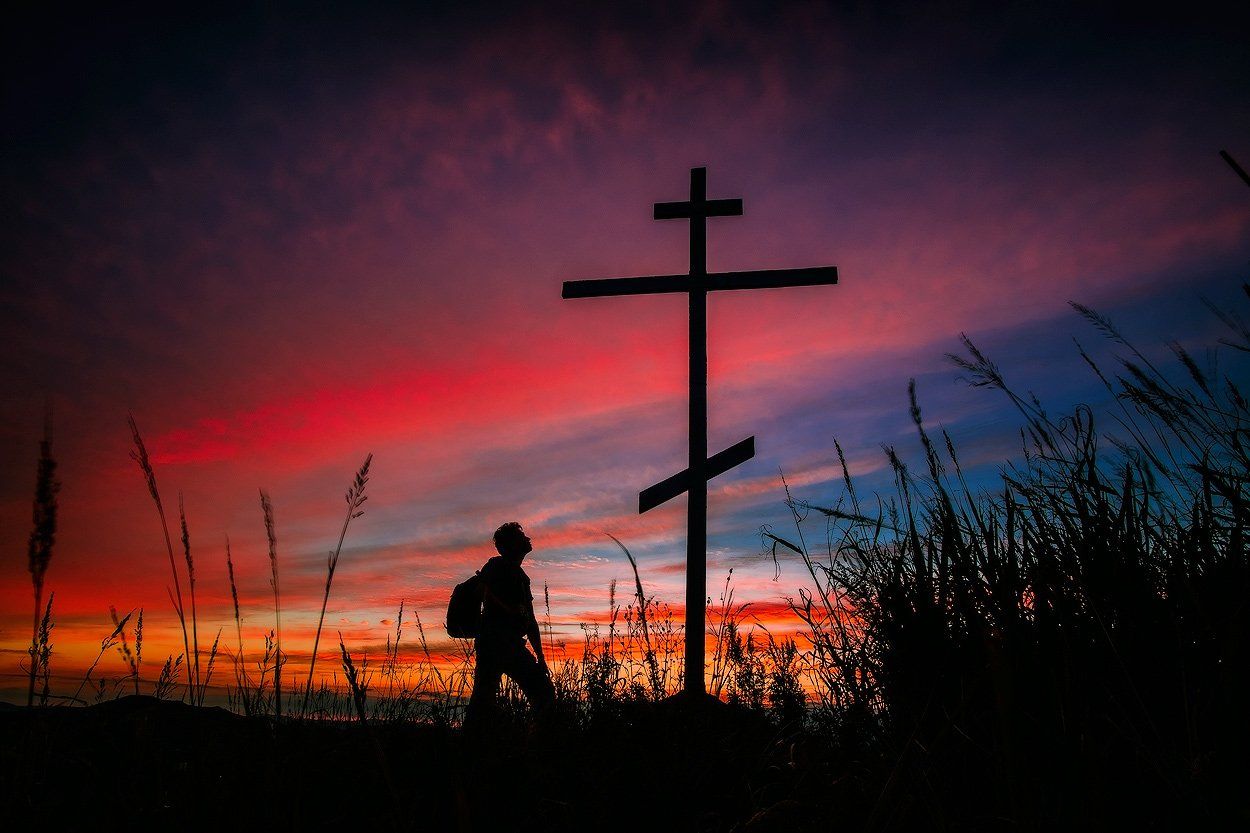 крест, вечер, закат, Андрей Кровлин