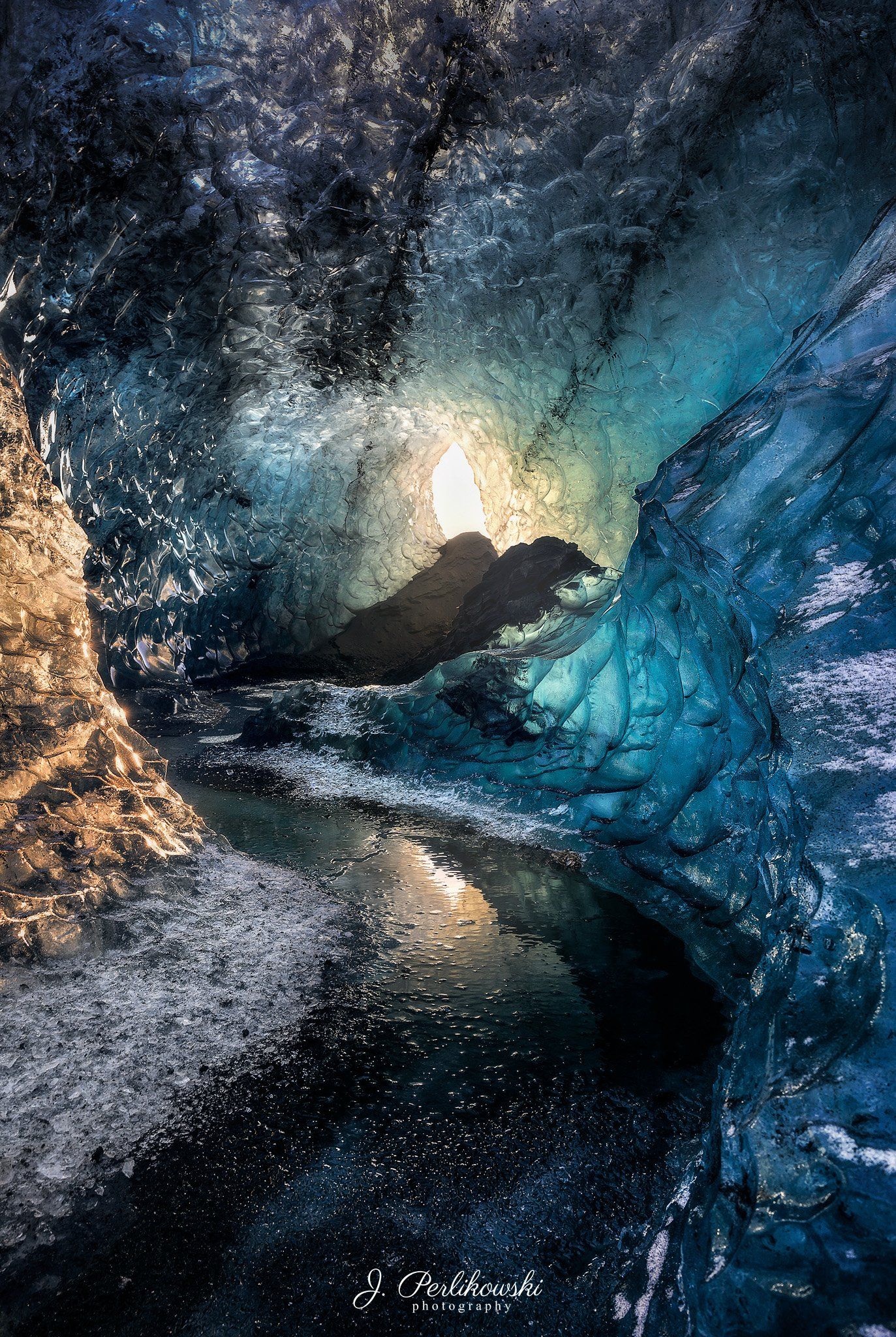 glacier, cave, iceland, landscape,, Jakub Perlikowski