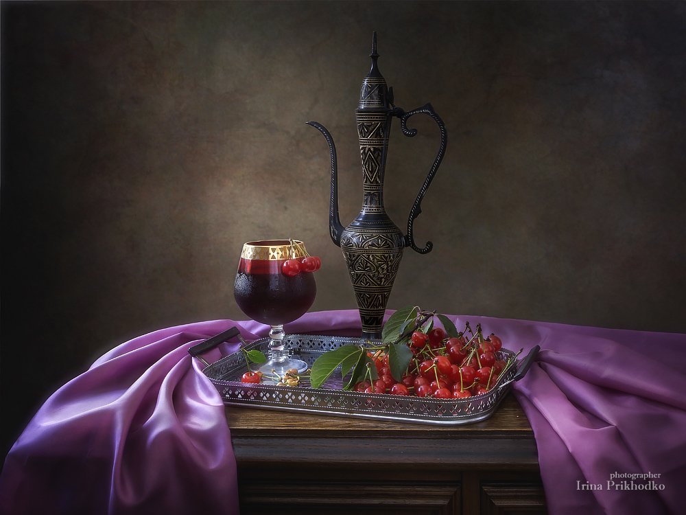 натюрморт, лето, урожай, черешня, напитки, винтажный, художественное фото, Ирина Приходько