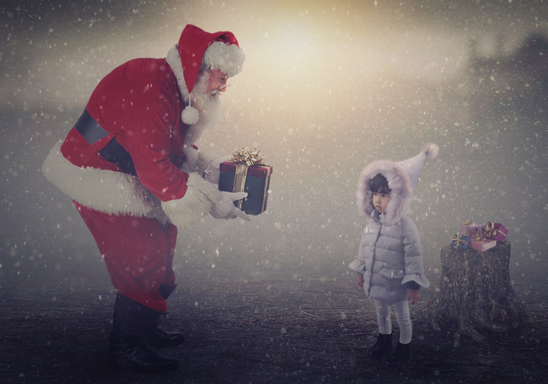 дед мороз, девочка, подарок, снег, Sergii Vidov