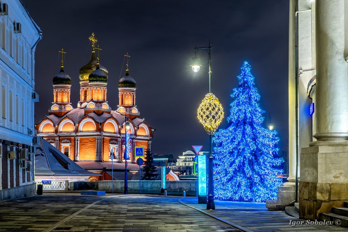 moscow, new year, winter, znamensky cathedral, Знаменский собор, Москва, зима, новый год, Игорь Соболев