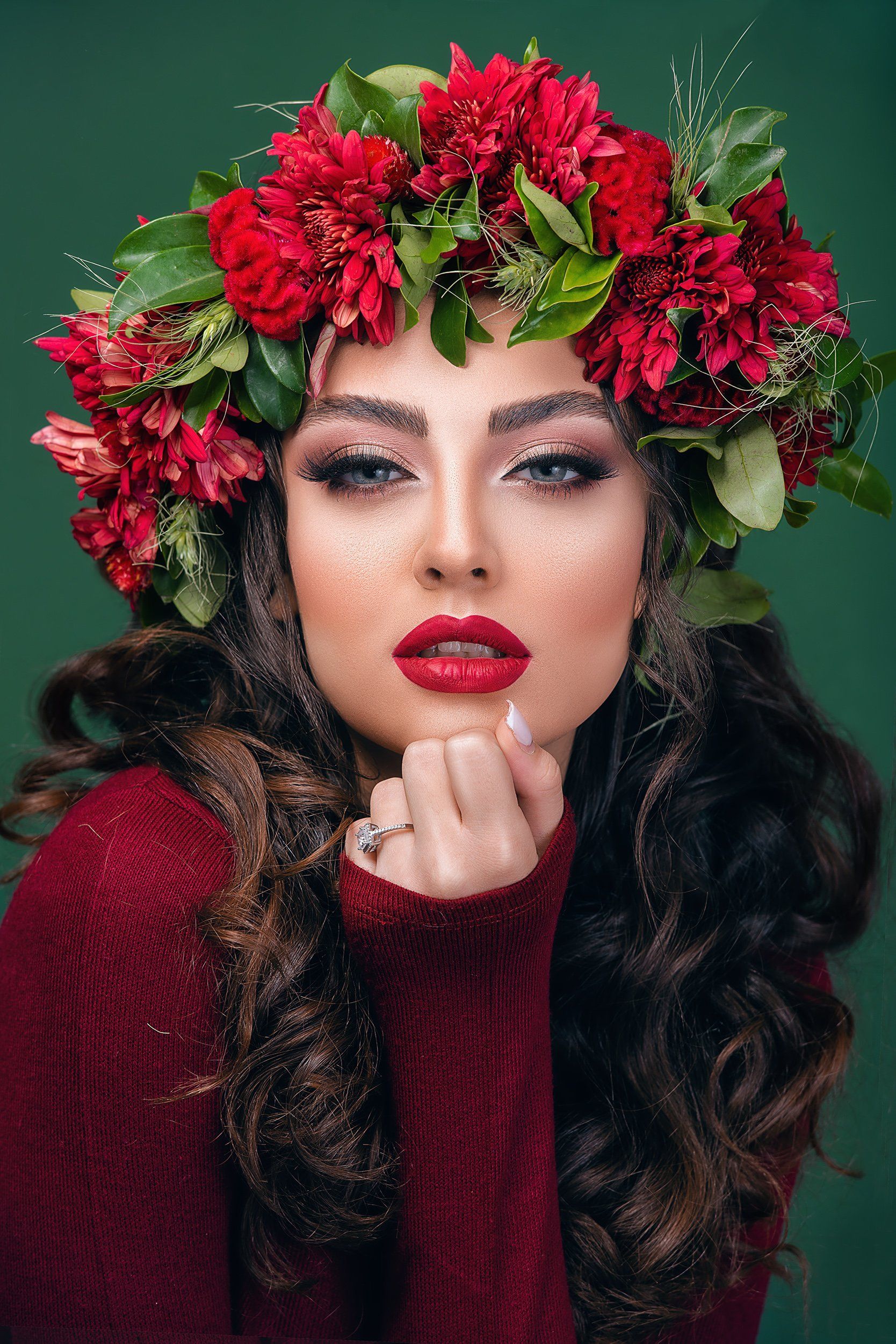 portrait, red,girl,fashion,makeup,beauty, Amir Behzadi