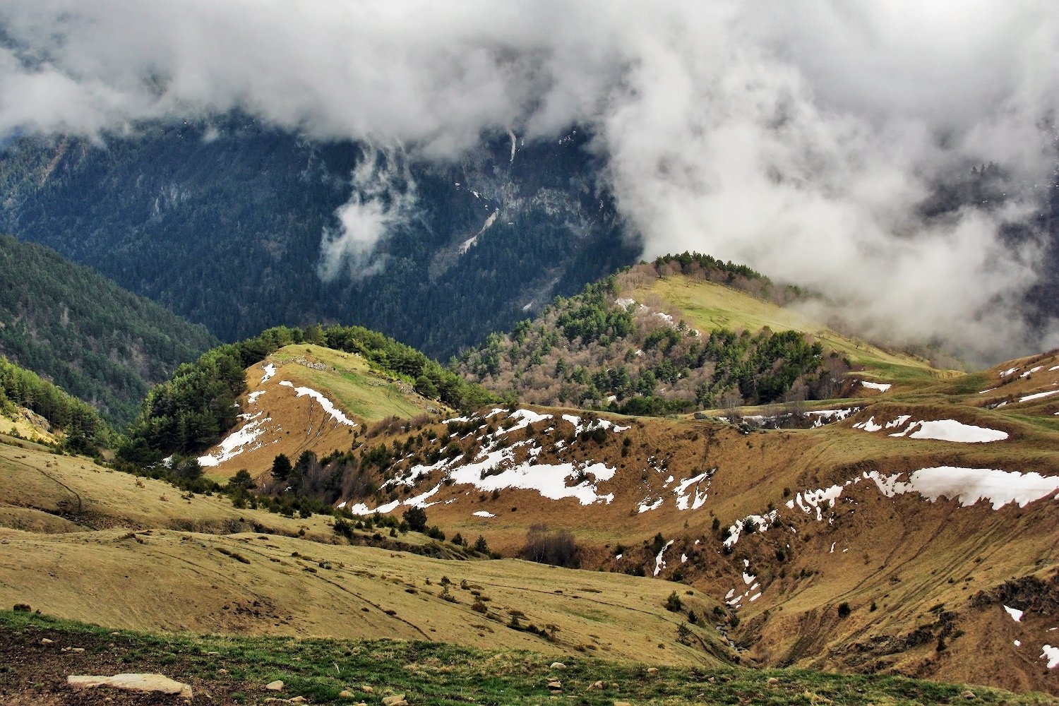 горы, Кавказ, облака, Теберда, Михаил Голубев