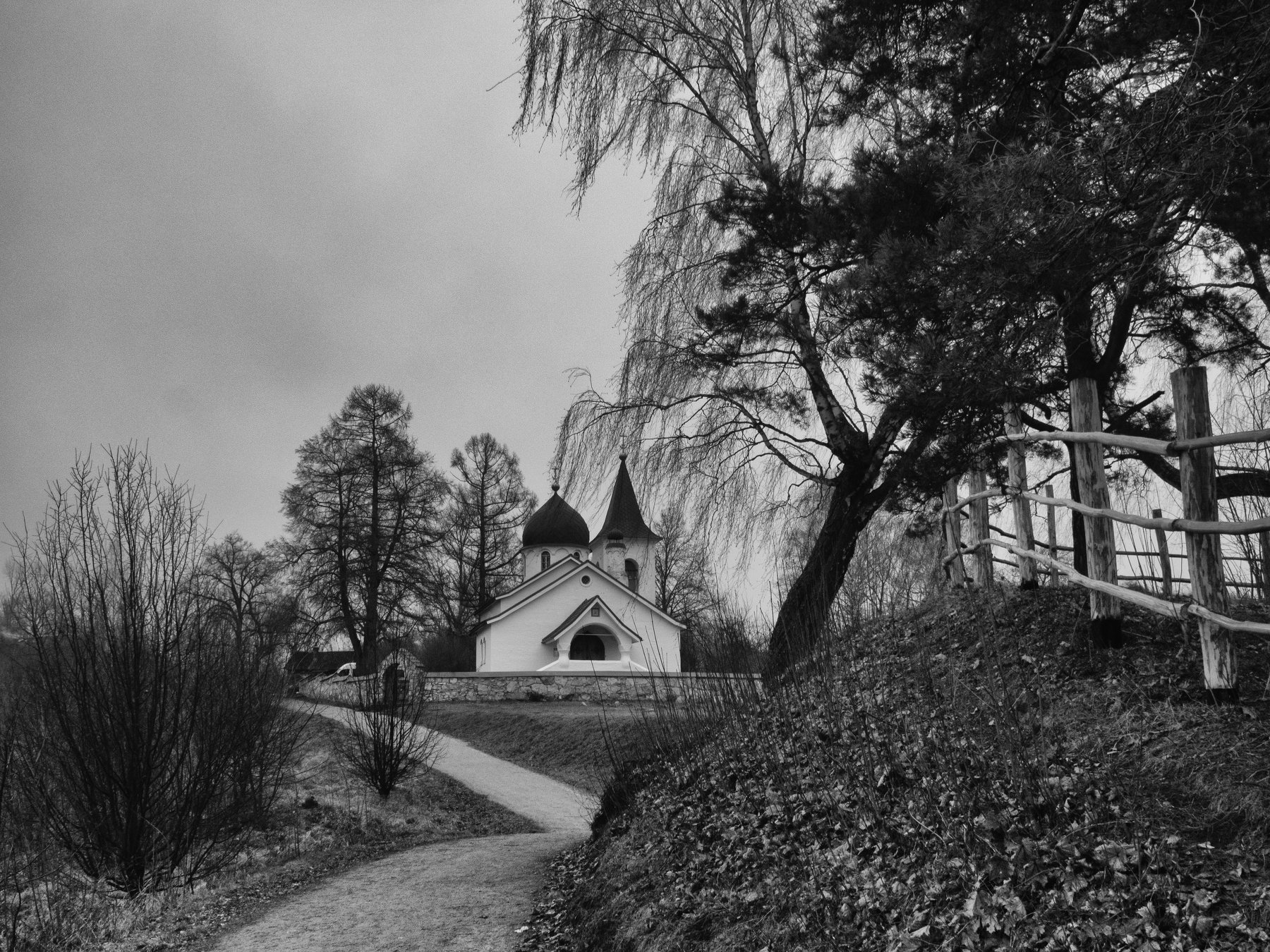 Polenovo, Church, Monochrome, Black and white, Russia, Elena Beregatnova