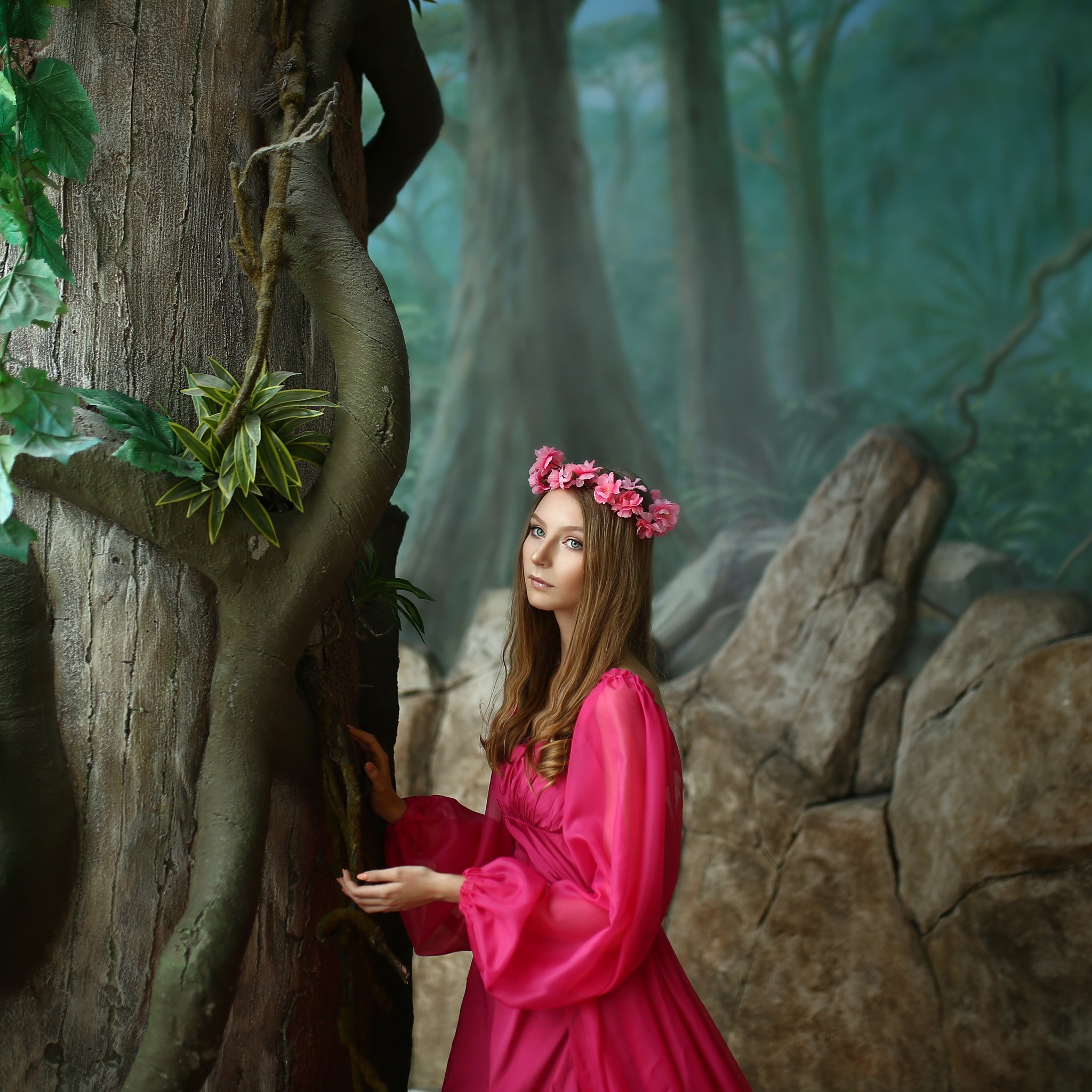 розовое платье, девушка в розовом платье, придуманный лес, джунгли, торговый центр, Ирина Голубятникова