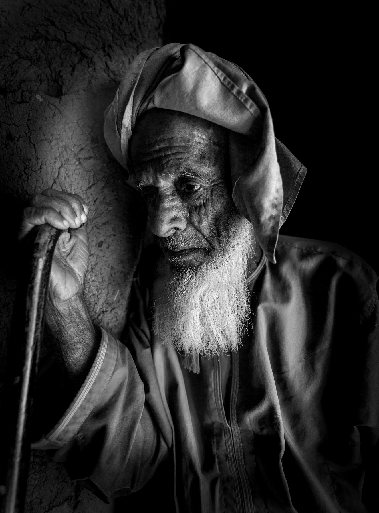 black and white,Old man, hussein