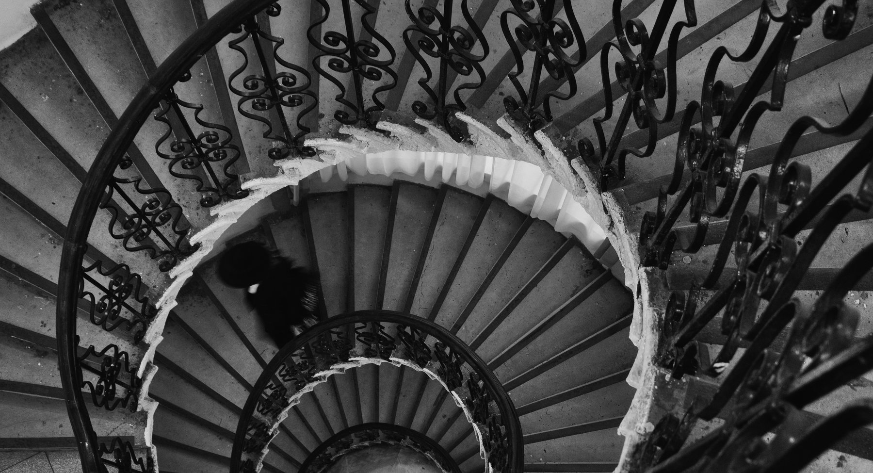 Woman, Stairs, Black and white, Monochrome, Moscow, Russia, Escape, Elena Beregatnova