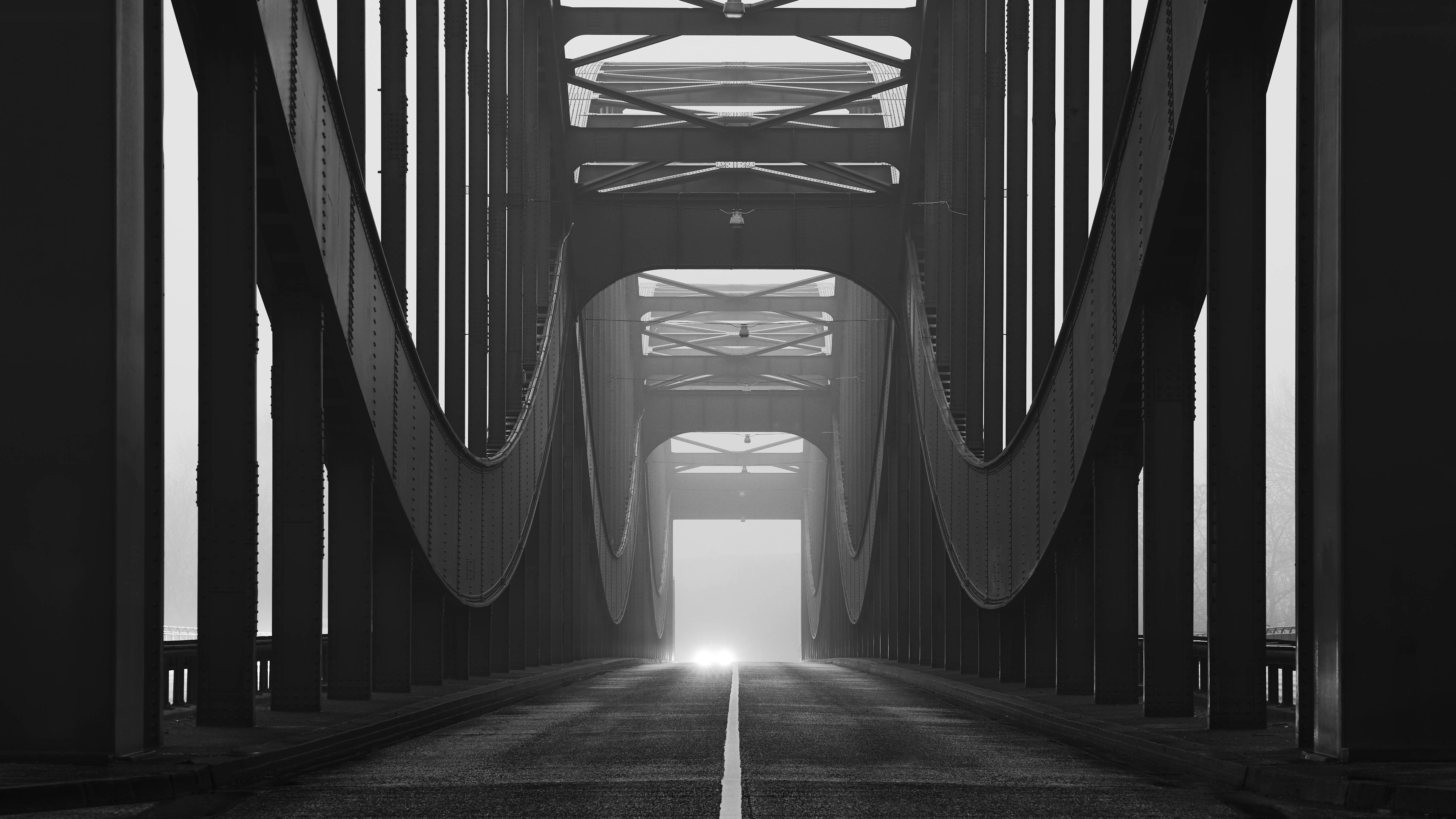 bridge, fog, mist, haze, car, lights, hamburg, Alexander Schönberg