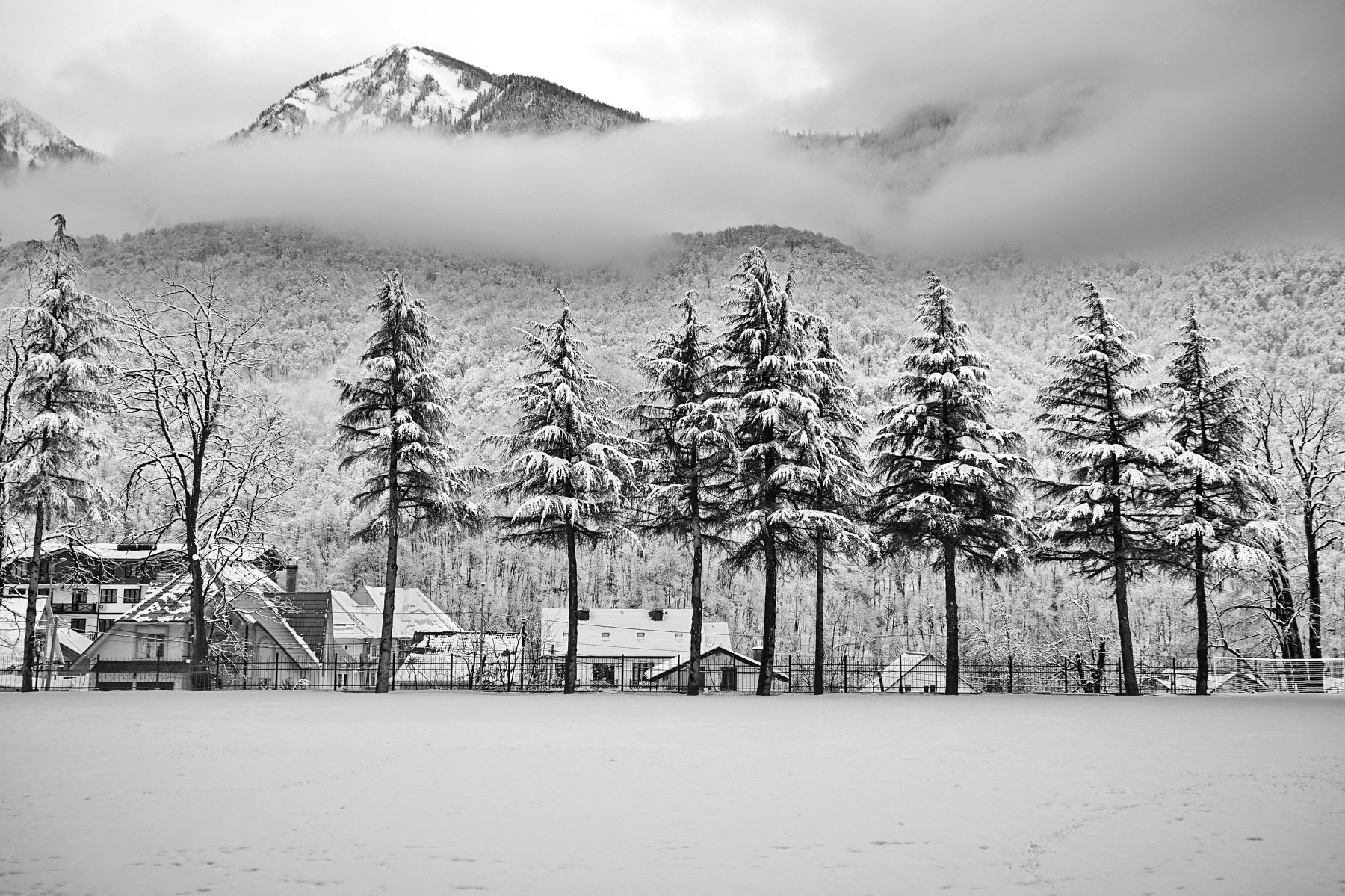 зима горы облака., Евгений Никишин