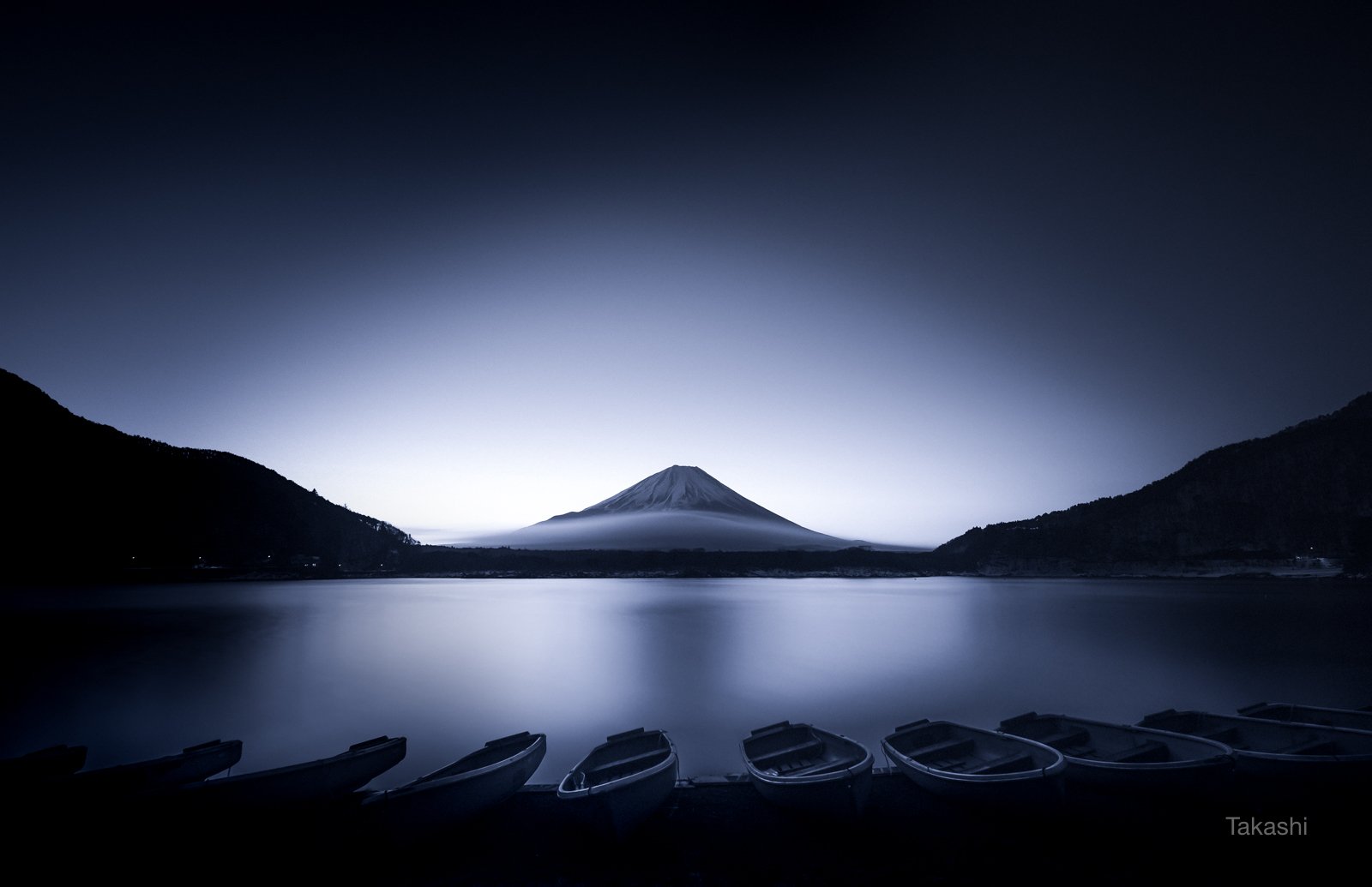 Fuji, mountain,lake,Japan,boat,cloud,water,fog,haze,sunrise, Takashi