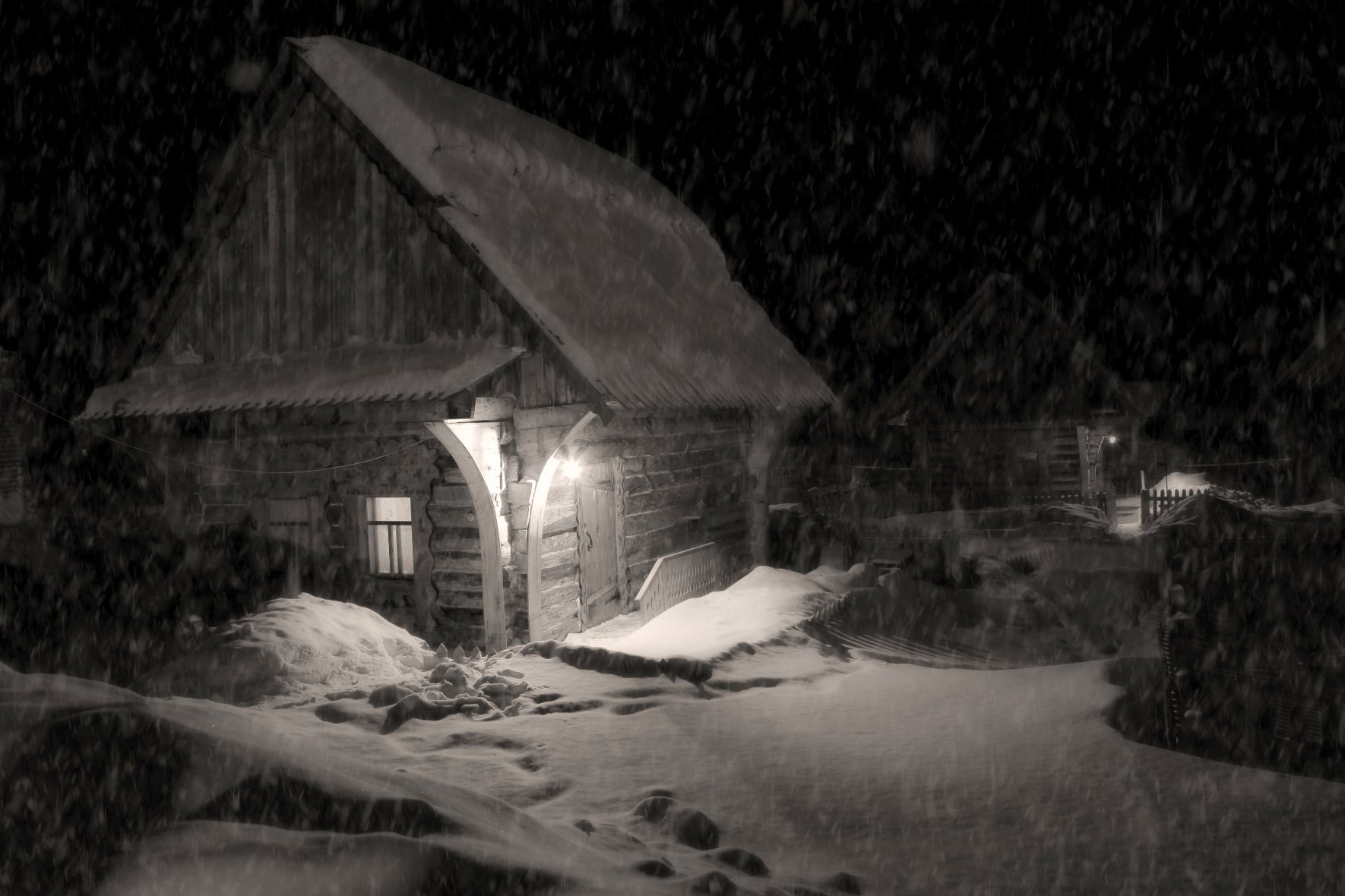  ночь зима  деревня, Евгений Зинов