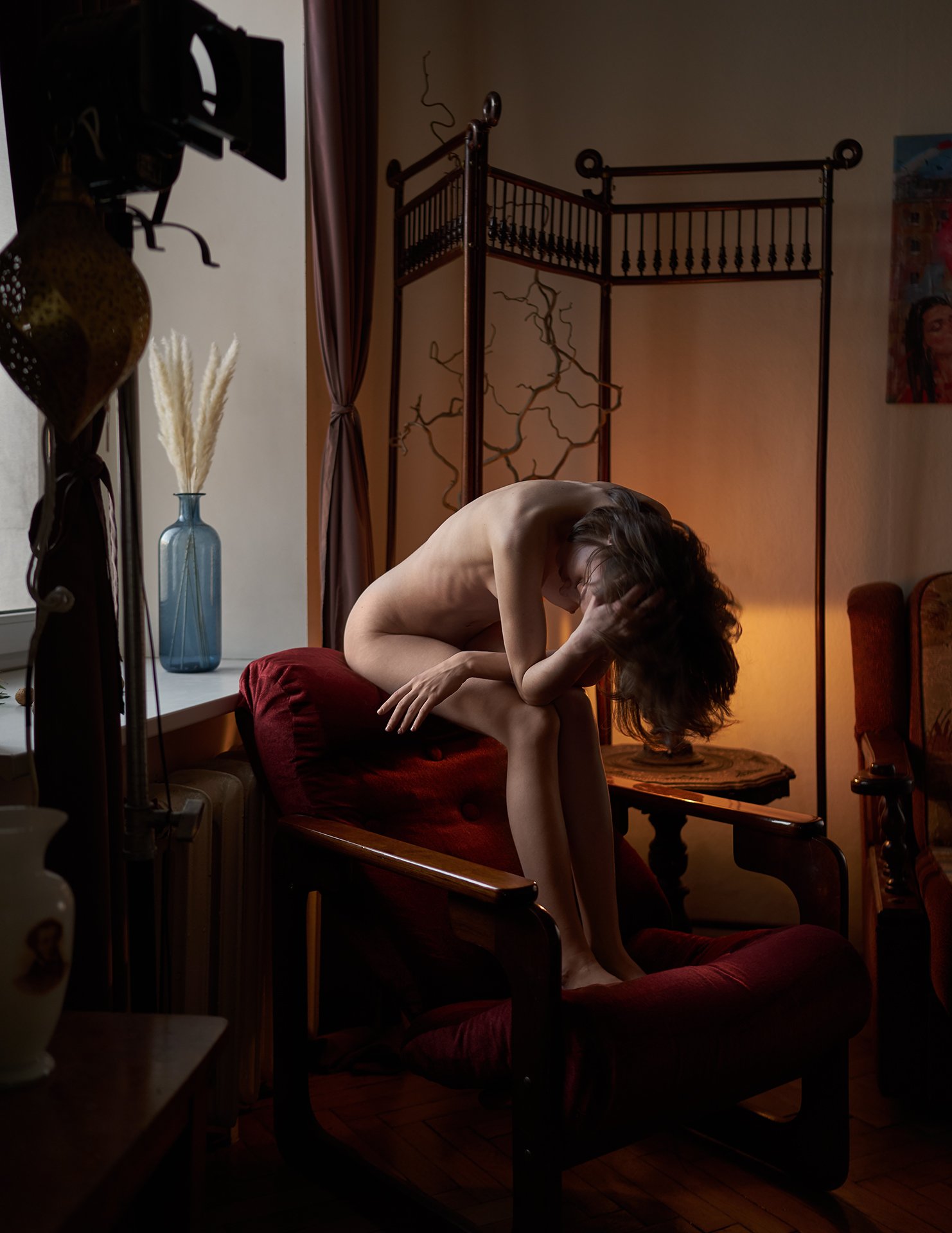 girl, nude, naked, saint-petersburg, at home, natural light, antique, lamp light, chair,, Роман Филиппов