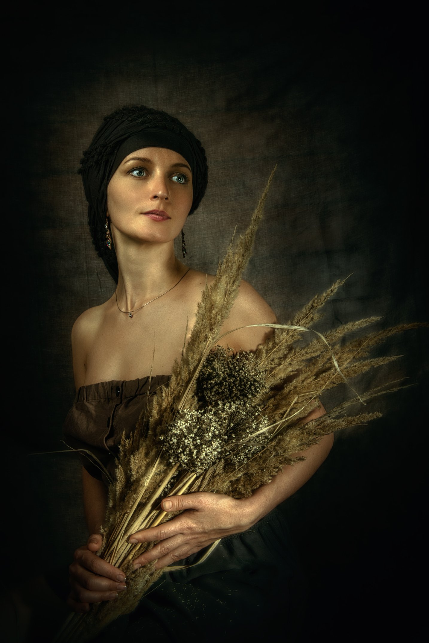 девушка портрет колосья стилизацияживописи, Андрей Володин