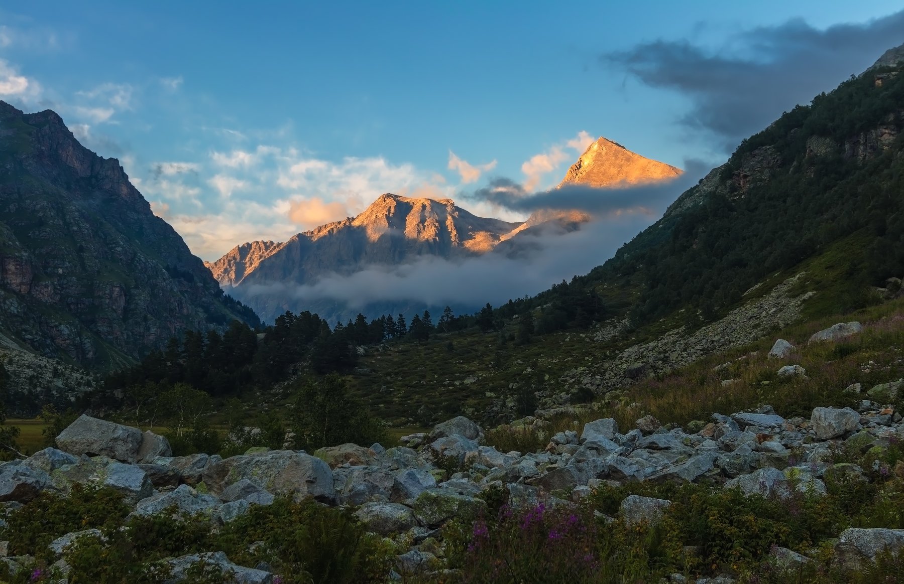 горы, закат, кавказ, альпинизм, Эстелла