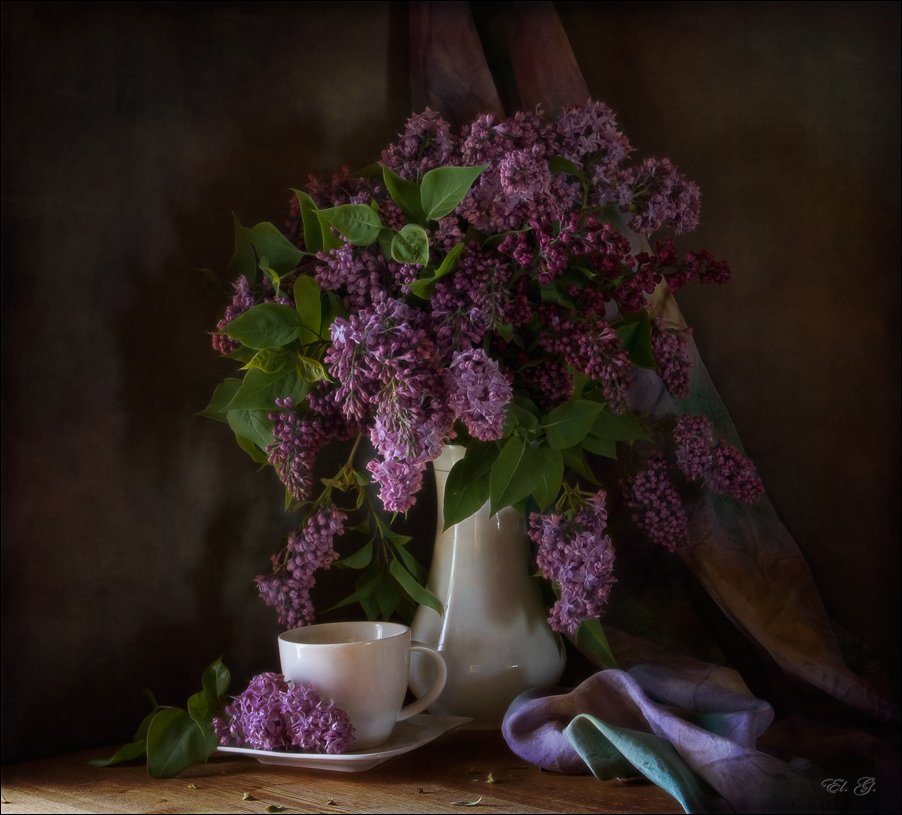 натюрморт, чай, сирень, весна, тea, still, life, lilac, spring, El. G.