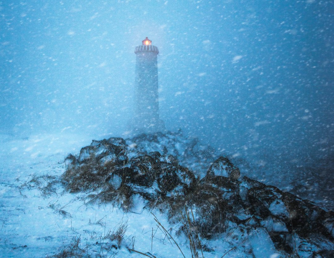 akranes, lighthouse, snowstorm, Jarkko Järvinen