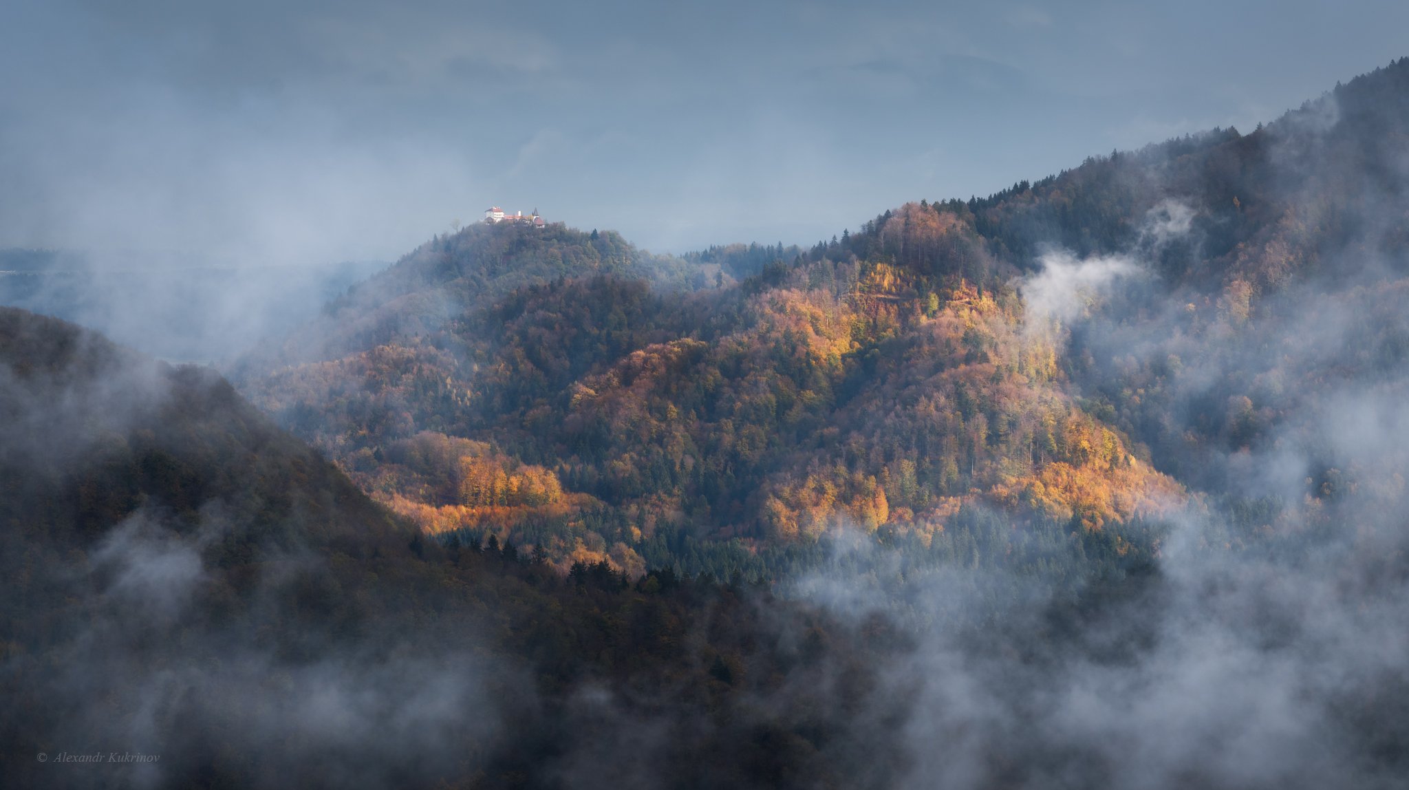 словения, осень, туман, пейзаж, утро, Александр Кукринов