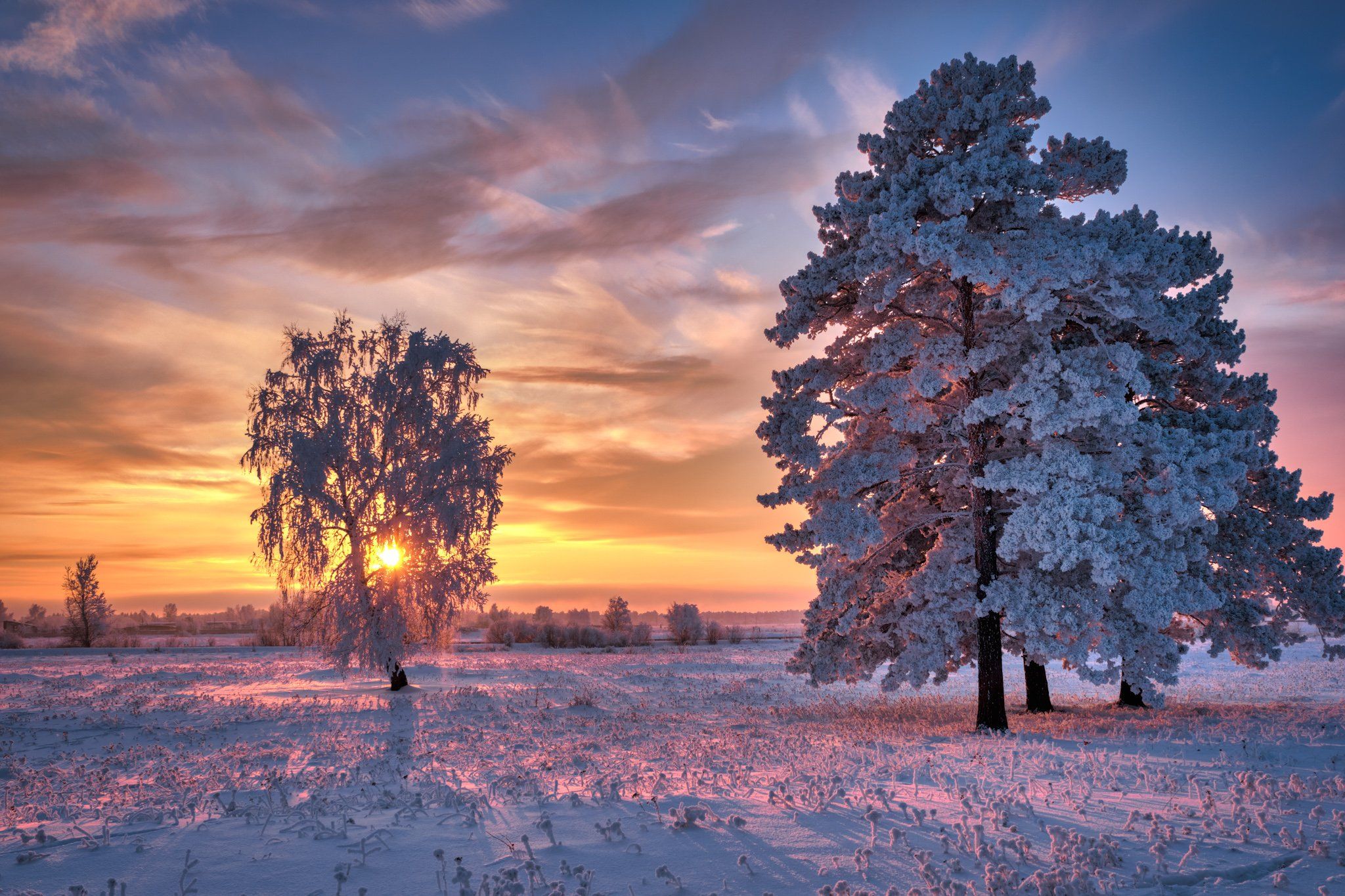 зимний пейзаж, зима, Константин Леонтьев