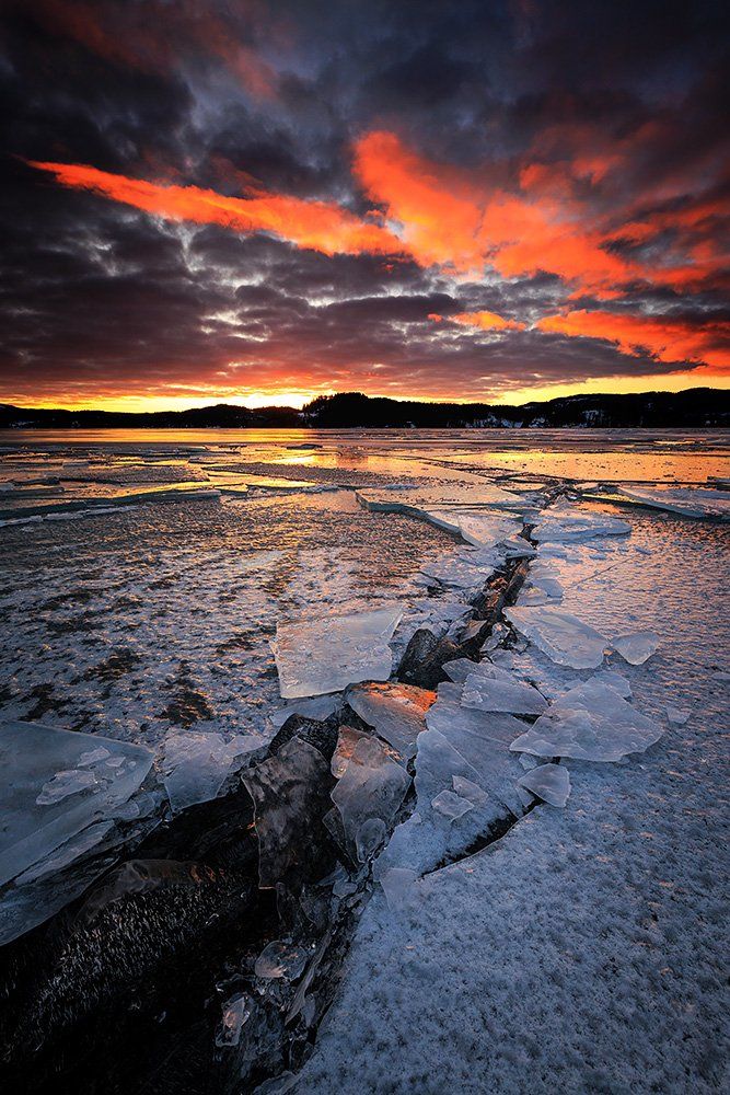 ice,frozen,frost,winter,norway,norwegian,jonsvatnet,lake,sunset,sky, Adrian Szatewicz