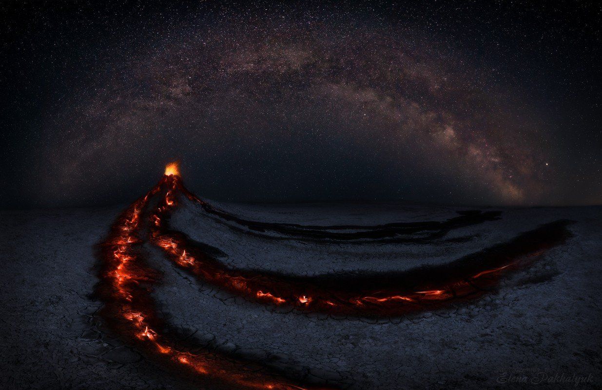 вулкан,крым,извержение,пейзаж,ночь,звезды,млечный путь,фототур,россия, Elena Pakhalyuk