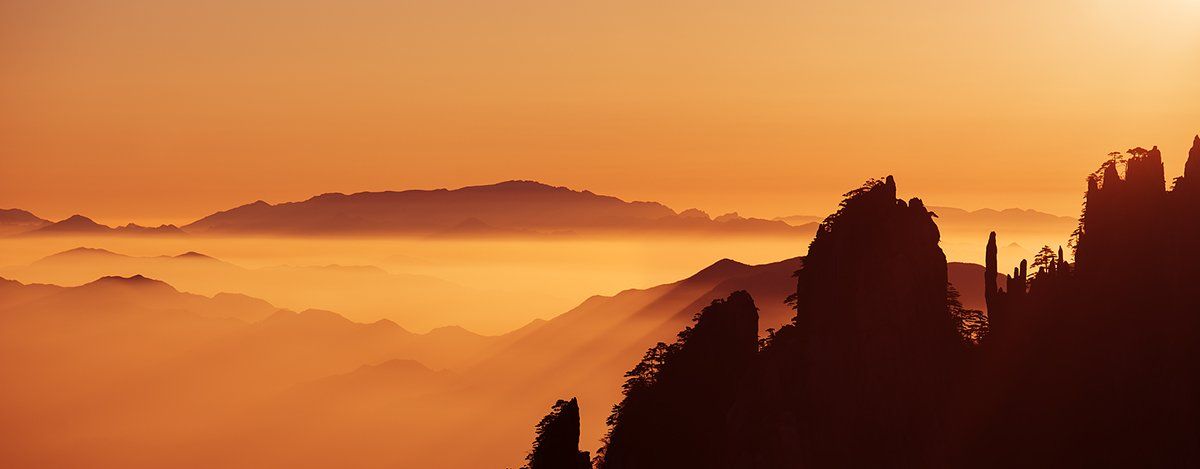 huangshan, china, sunrise, golden, mist, Сергей Кузнецов