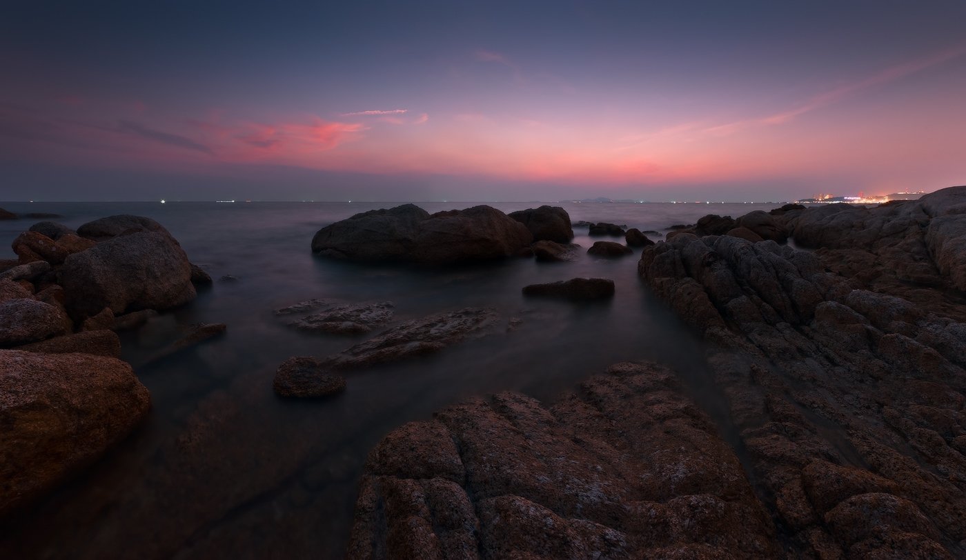 thailand, sunset, sea, stones, city, Boris Bogdanov