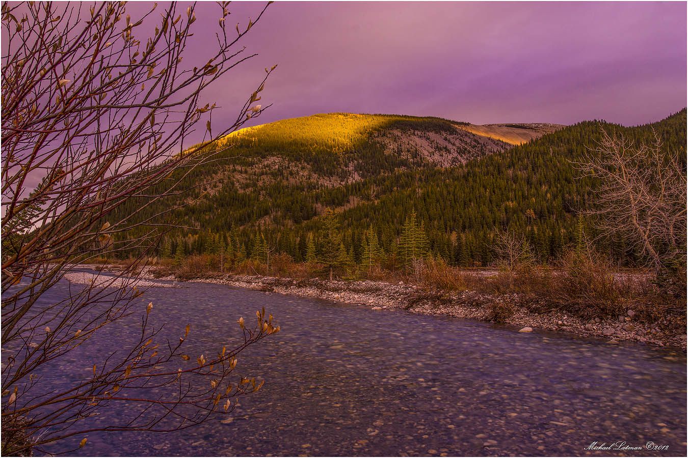 ray, sun, mountains, fall, river, sunset, Michael Latman
