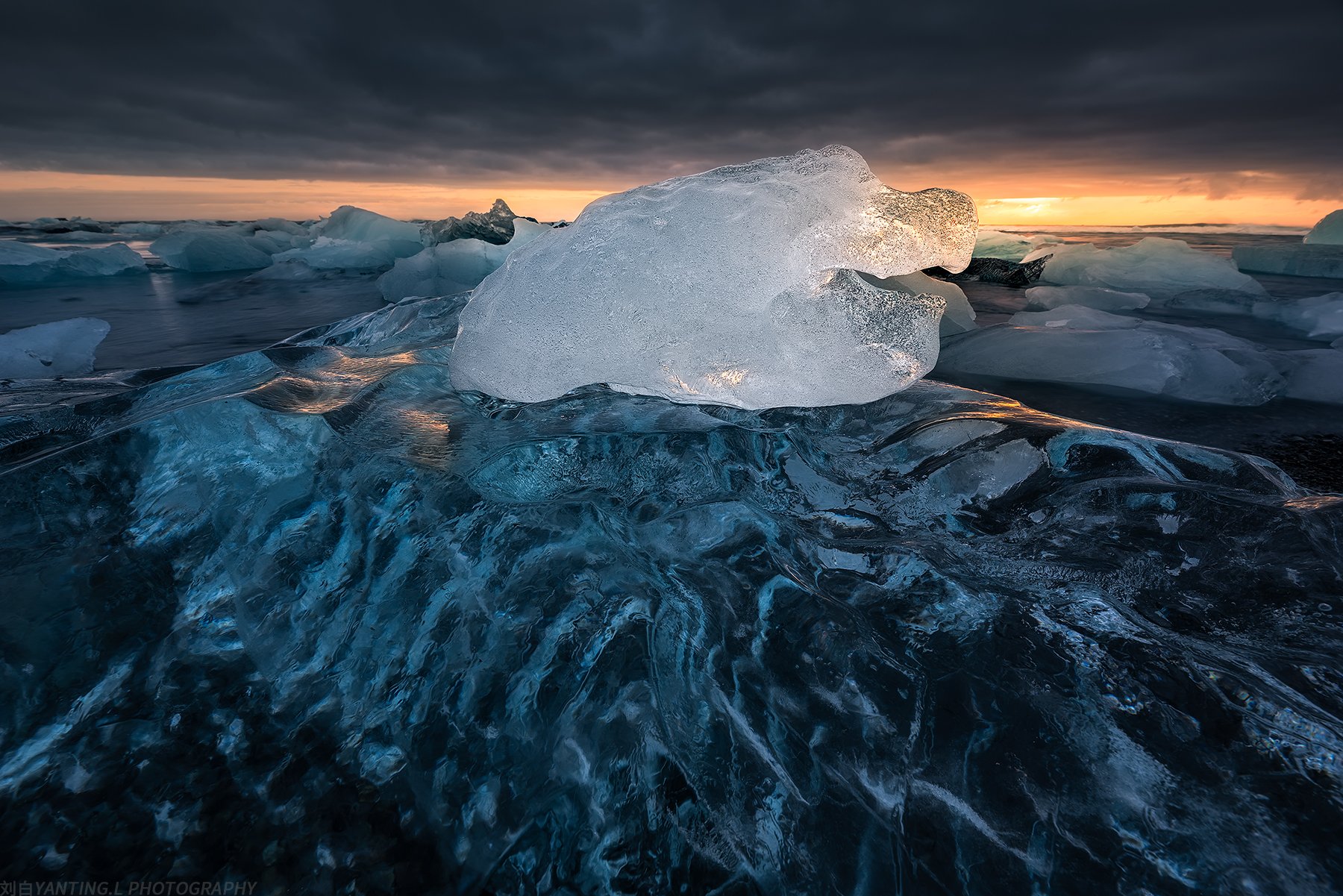 landscape, nature, travel, iceland, sea, water, wave, ice, ice cube, sunrise, sky, Liu Yanting