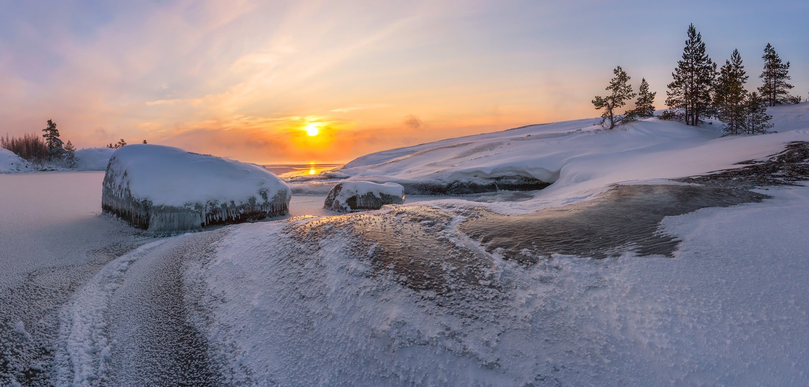 Зимняя Ладога, зима на Ладожских шхерах, Ладожское озеро зимой, Карелия, Арсений Кашкаров