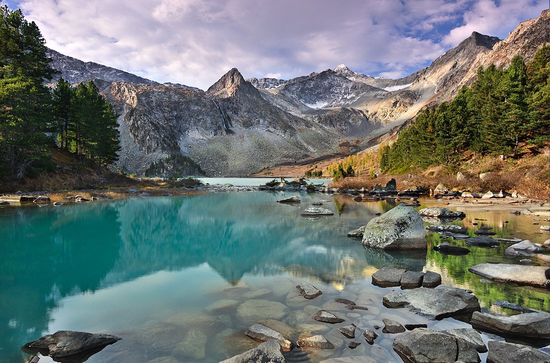 горы, озеро, вода, отражение, пейзаж, природа, Юра Тараник