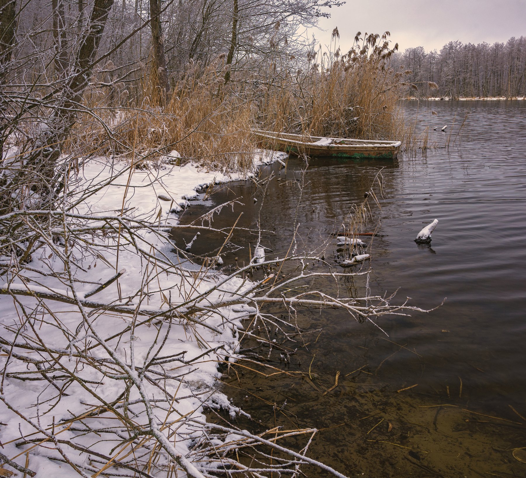 лодка, зима, подмосковье, природа, пейзаж, снег, Павел Ныриков