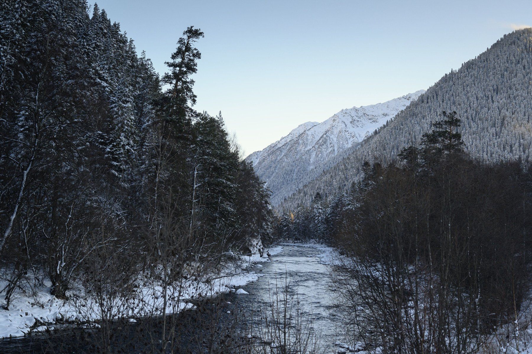 mountains nature winter arkhyz snow river, Егор Бугримов
