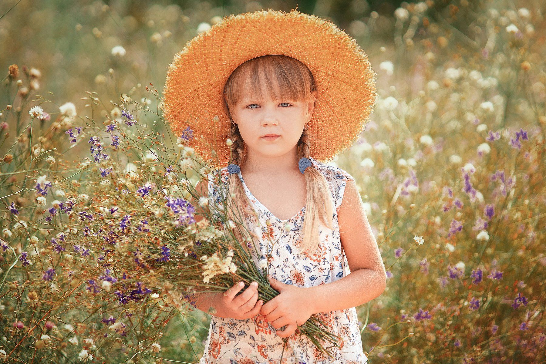 Девочка ребенок портрет лето шляпа , Ольга Алехина
