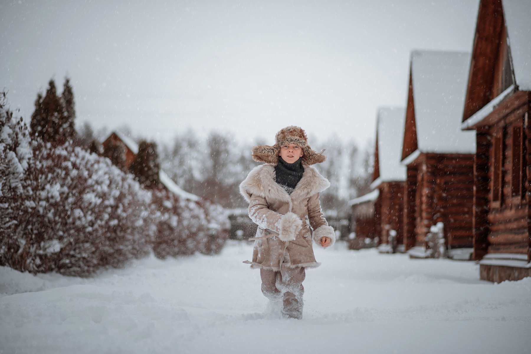 снег, зима, дети, мальчик, шапка-ушанка, Лариса Фомина