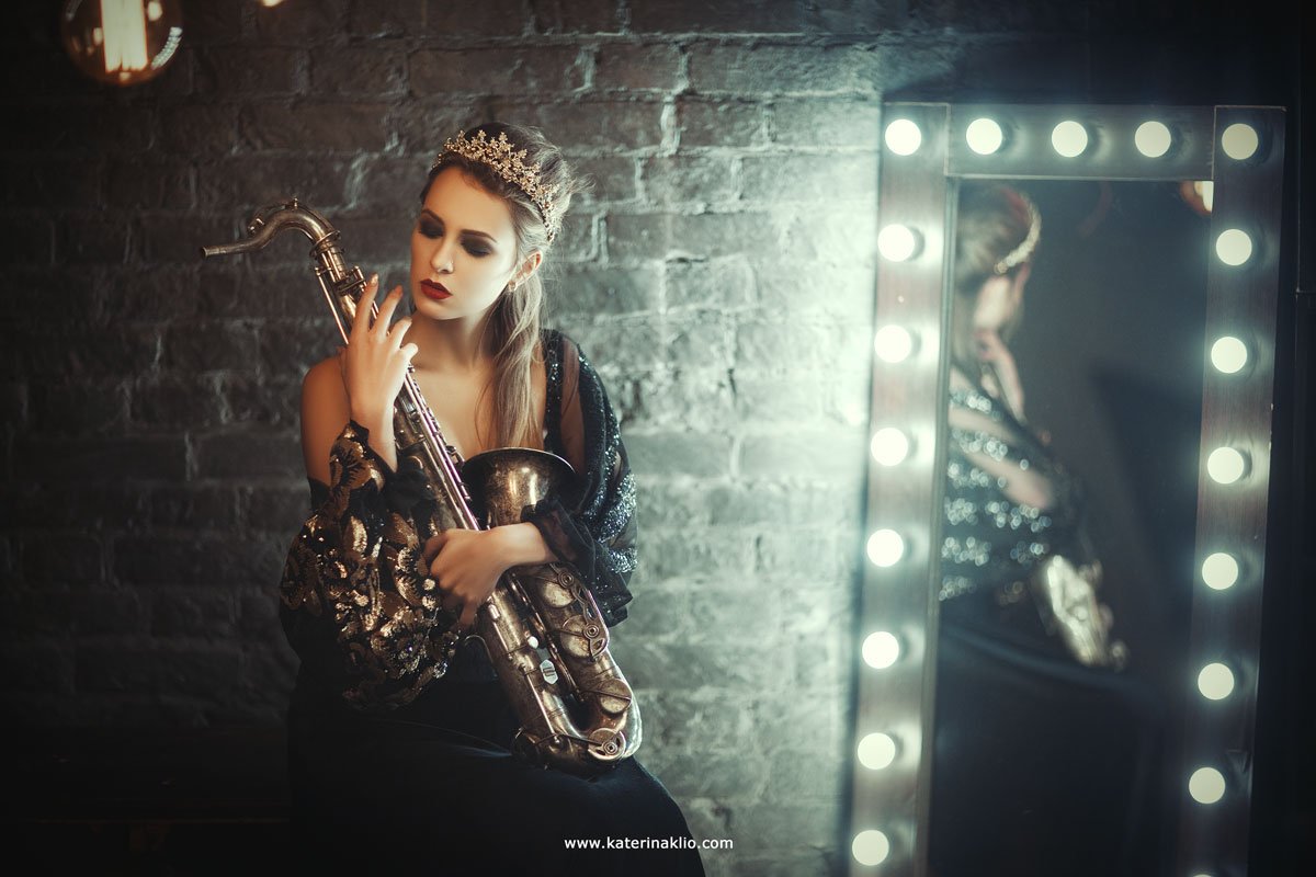 Jazz, saxophone, model, music, feel, look, retro, Катерина Клио
