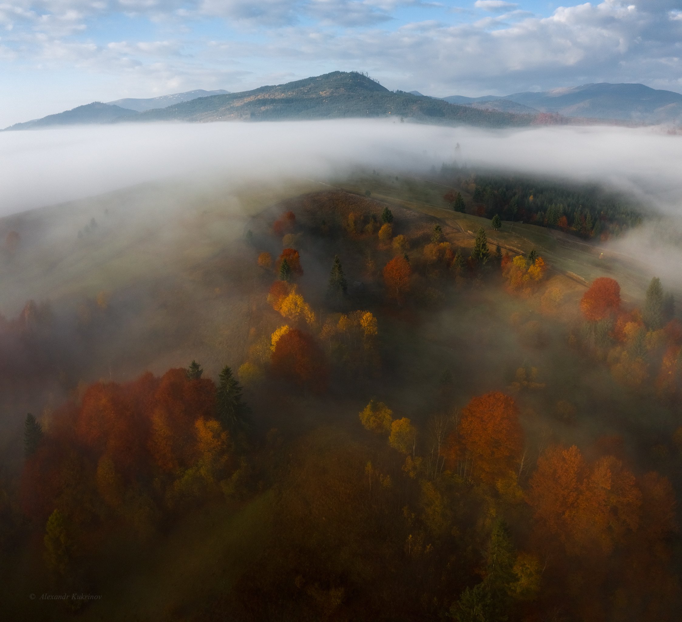 карпаты, осень, пейзаж, утро, рассвет, туман, Александр Кукринов
