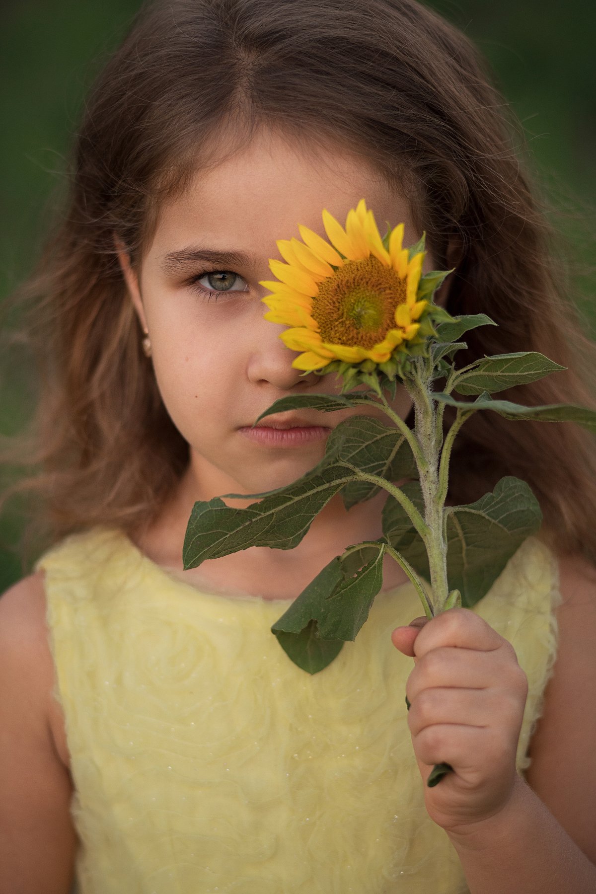 Девочка ребенок портрет подсолнух лето, Ольга Алехина