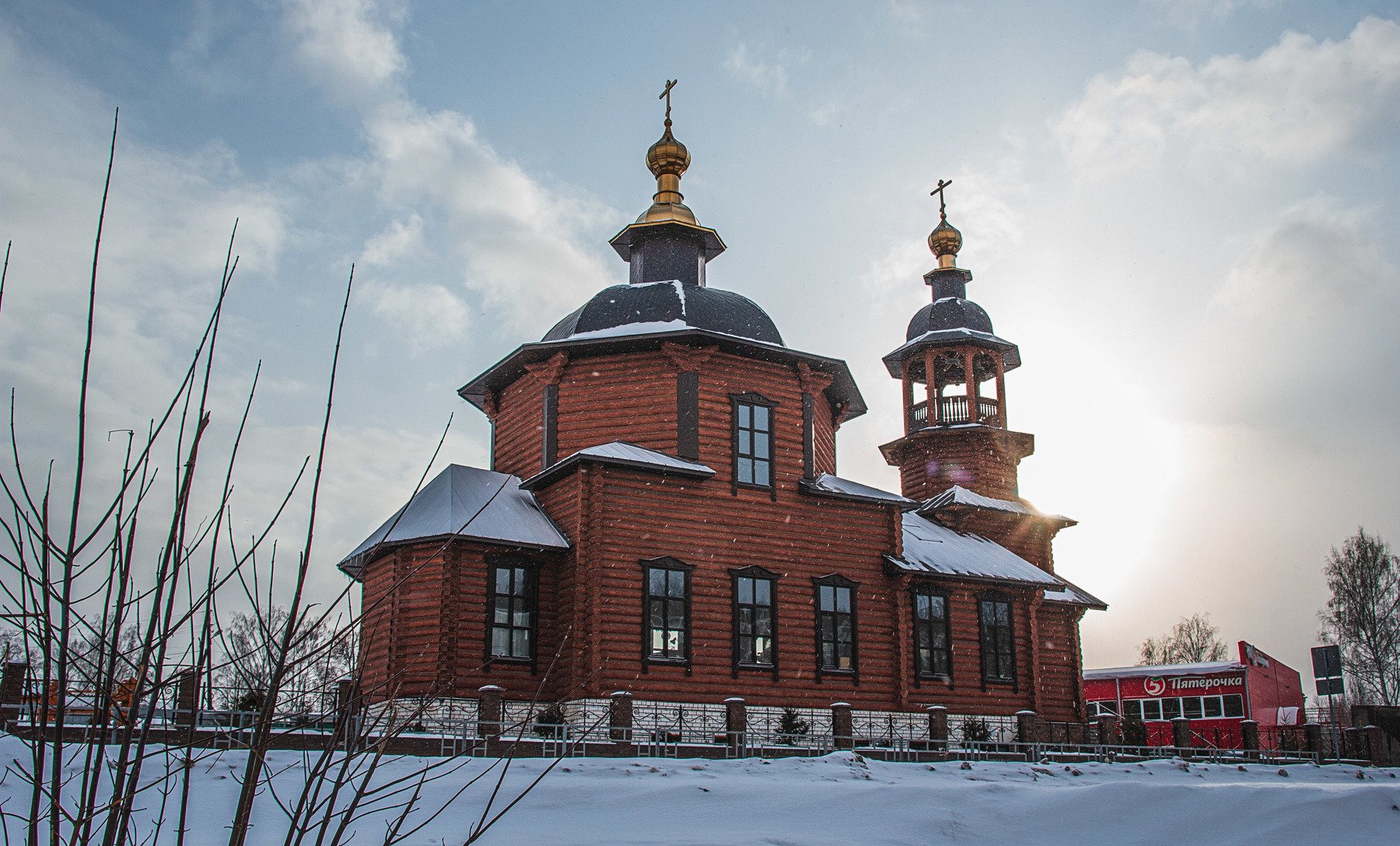 церковь, храм, кулебаки, пейзаж, закат, зима, church, sunset, winter, Владимир Васильев