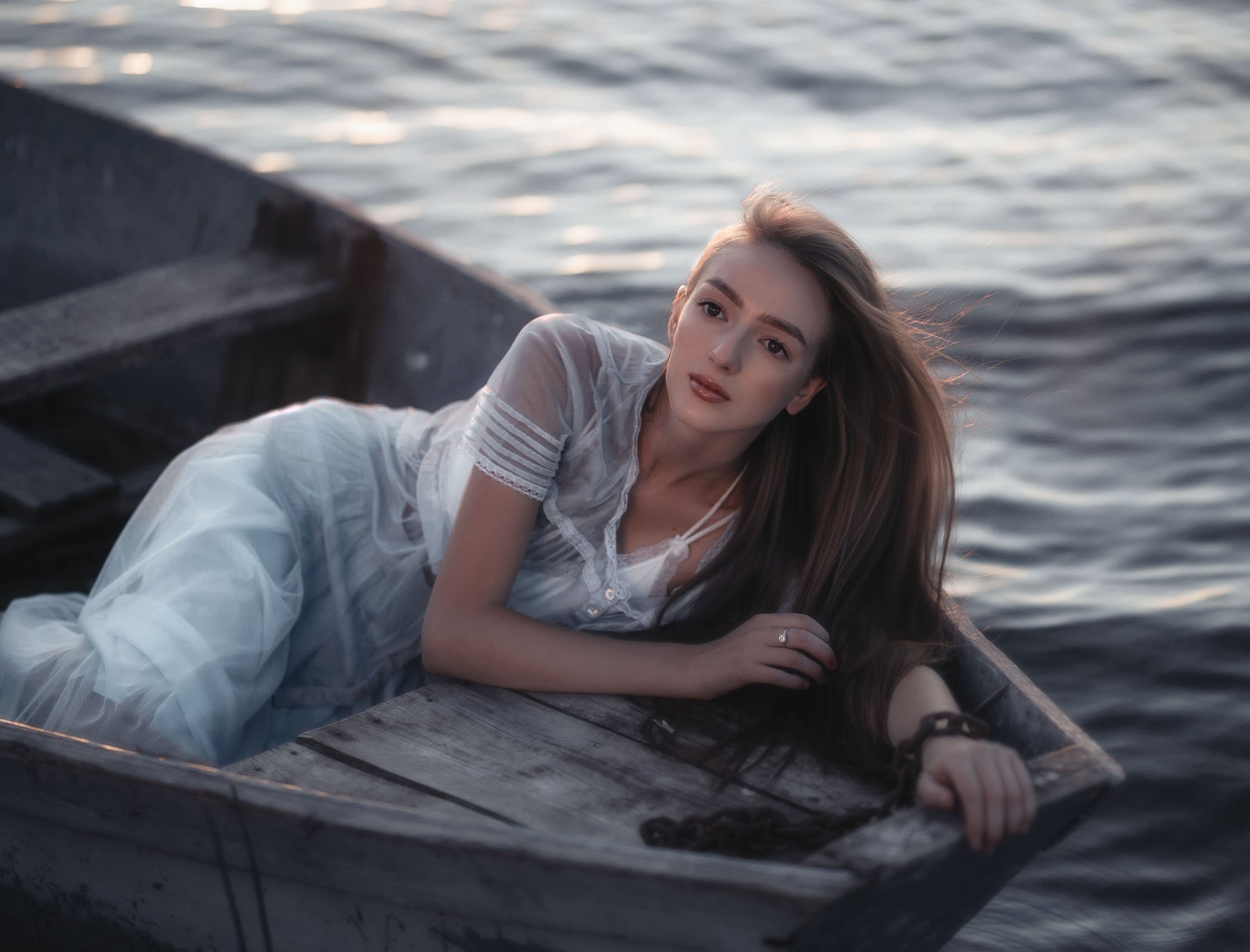 девушка лодка пруд красавица закат лето вечер русалка, Марина Еленчук