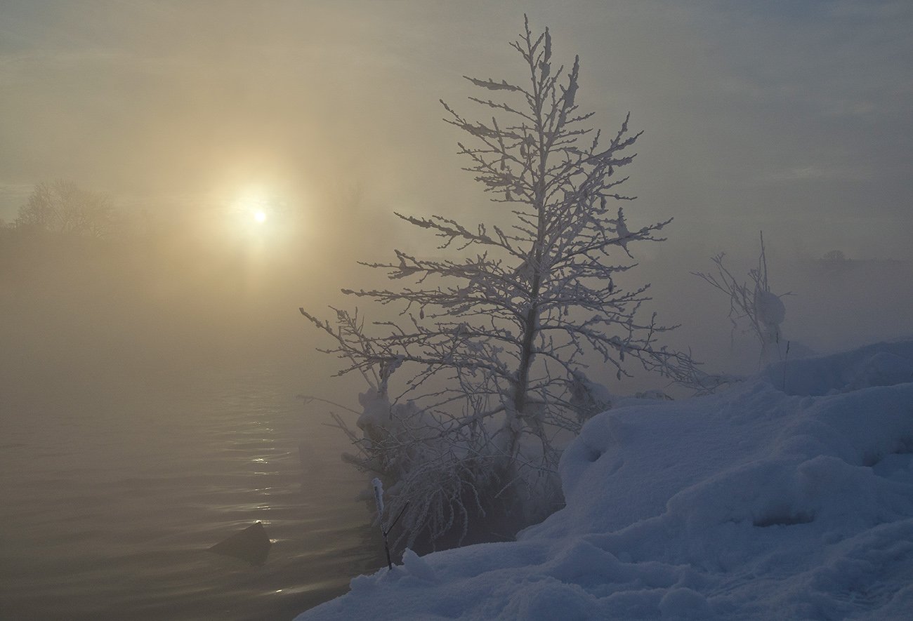 зима, утро, рассвет, косая гора, озеро горячка, Михаил Агеев