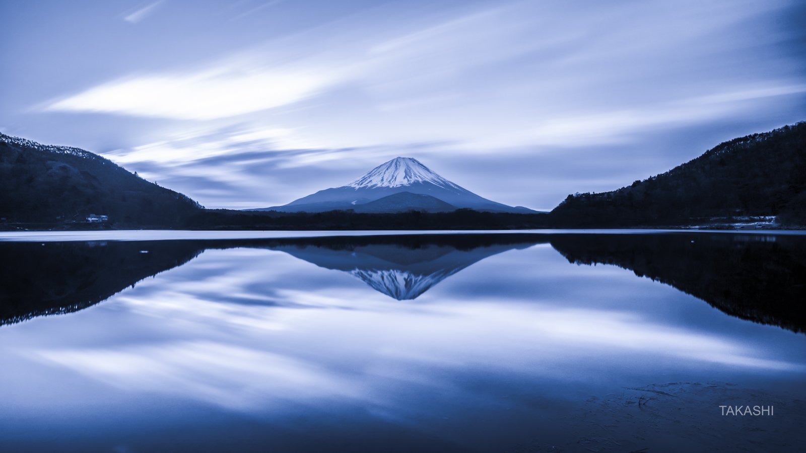 Fuji,Japan,mountain,clouds,lake,reflection,, Takashi