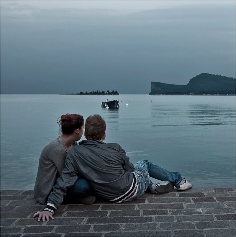 двое, озеро, лаго ди гарда, италия, молодые, Сергей Гаспарян