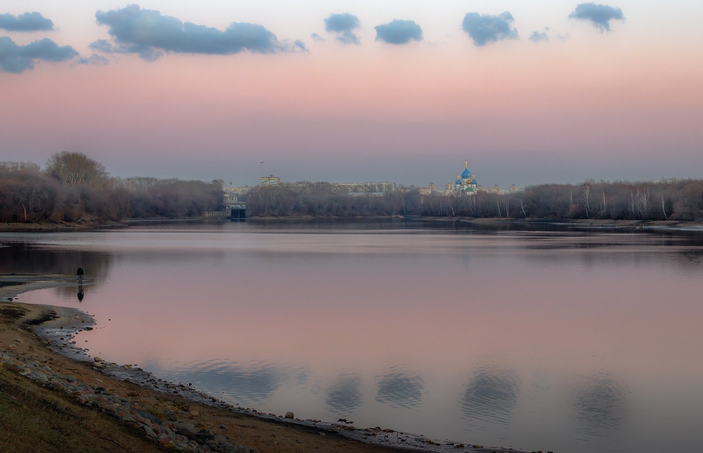 москва, река, вечер, облака, храм, монастырь, николо-перервинский, Виктор Климкин